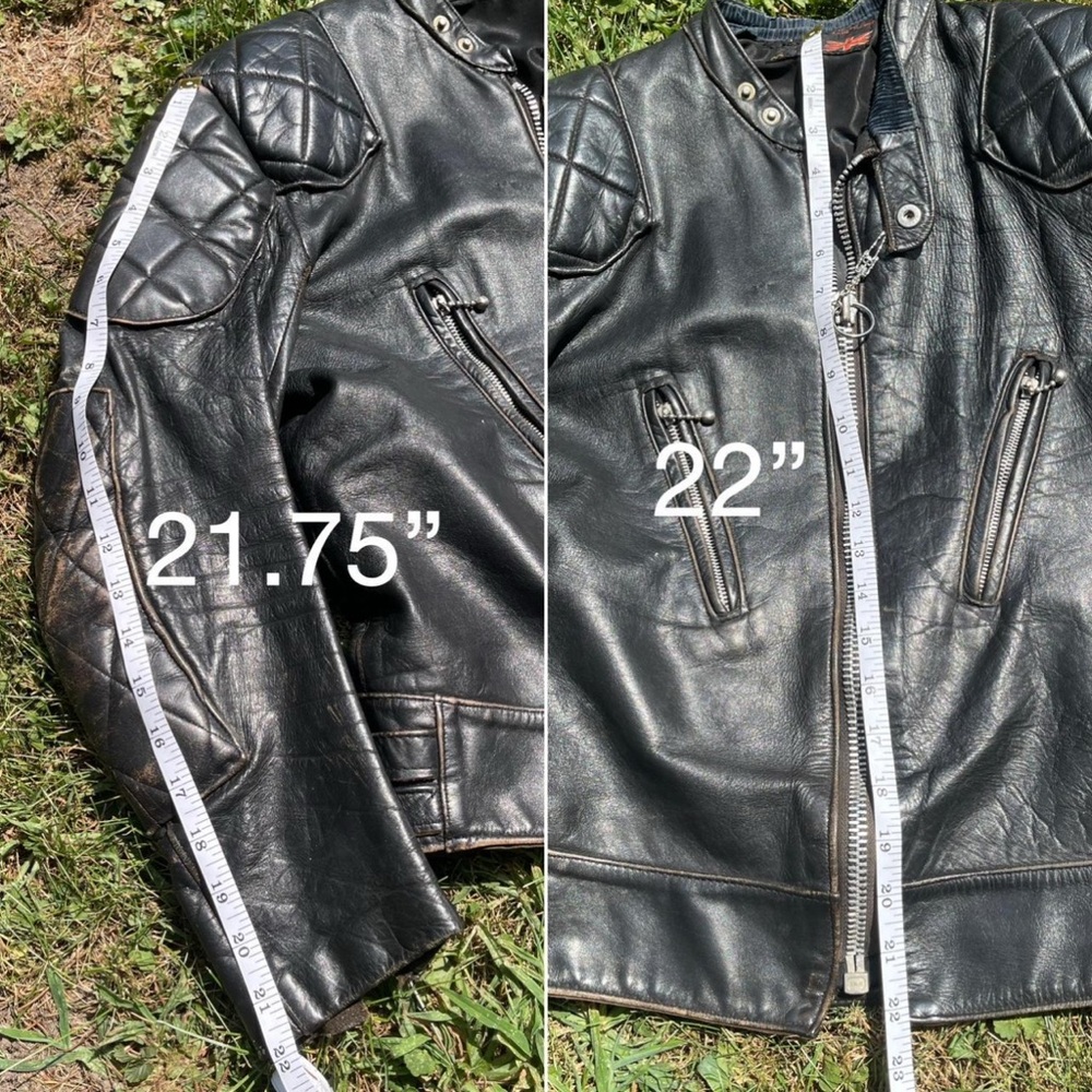 Vintage Distressed Quilted Leather Jacket Moto Biker Grunge Goth Punk XS Patina - Picture 9 of 9